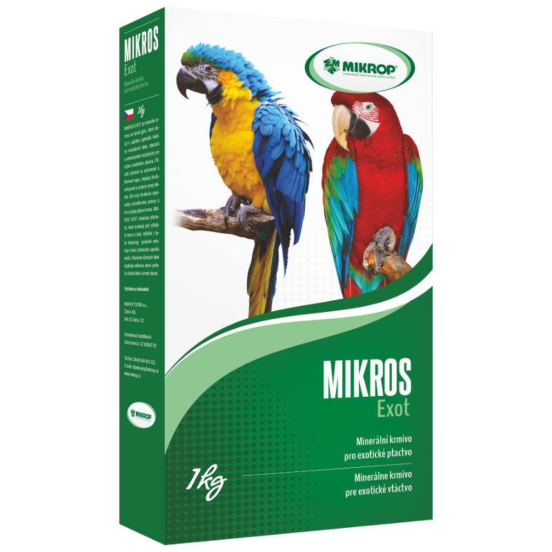 Mikrop Mikros VGE pro papoušky 1kg krabička