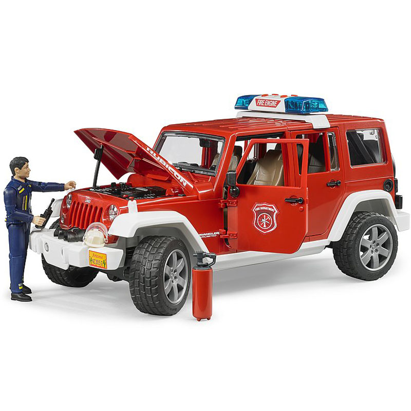 BRUDER 2528 Jeep Wrangler Unlimited Rubicon požární s majákem a figurkou