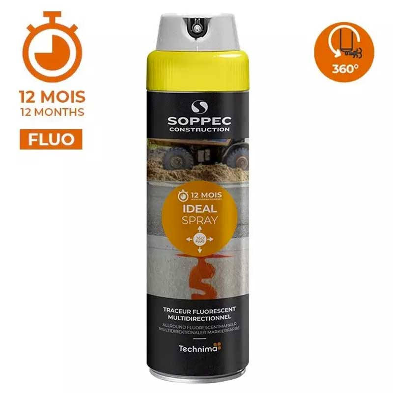 SOPPEC Značkovací sprej IDEAL 360° fluorescenční žlutý, 12 měsíců, 141817